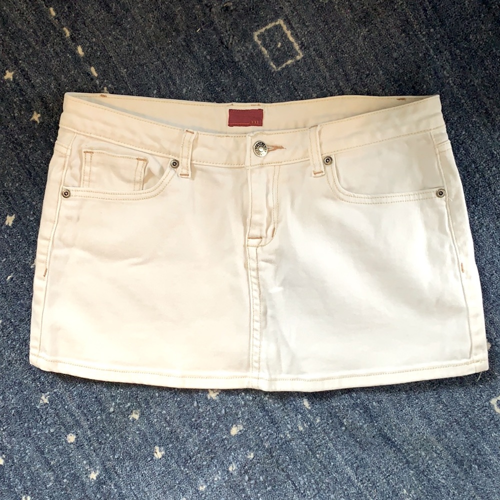 White Denim Mini Skirt (Size 29)